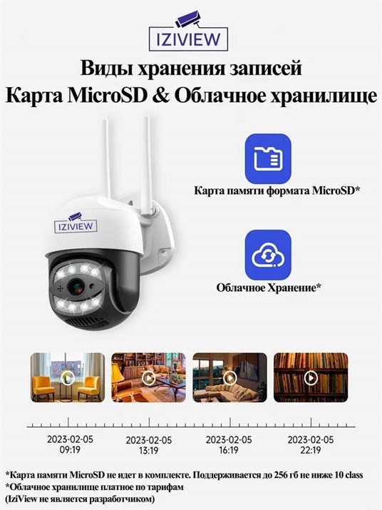 4G поворотная IP-камера 4 Мп, ночь 30м, звук, MicroSD - фото 14543