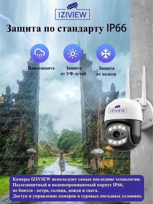 4G поворотная IP-камера 4 Мп, ночь 30м, звук, MicroSD - фото 14546