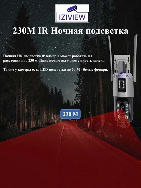4G поворотная IP-камера 2Мп+2Мп, 20X-зум, ночь 250м, звук, MicroSD - фото 14586