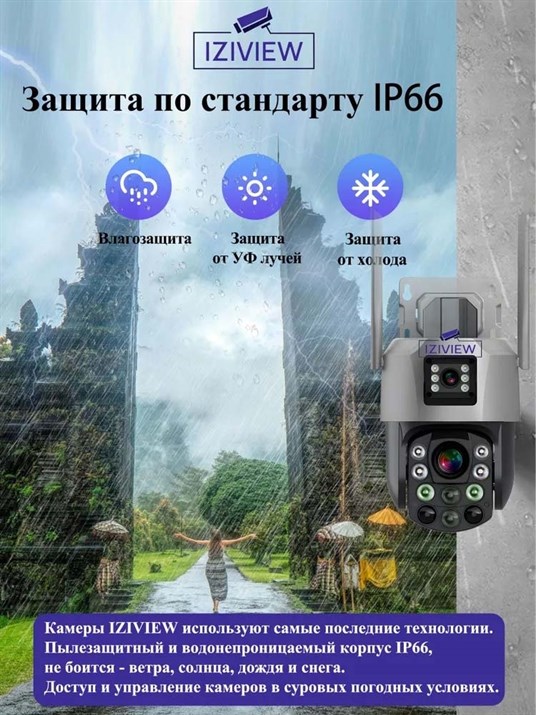 4G поворотная IP-камера 2Мп+2Мп, 20X-зум, ночь 250м, звук, MicroSD - фото 14588