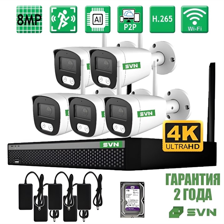 Комплект на 5 камер WiFi PRO - фото 14641