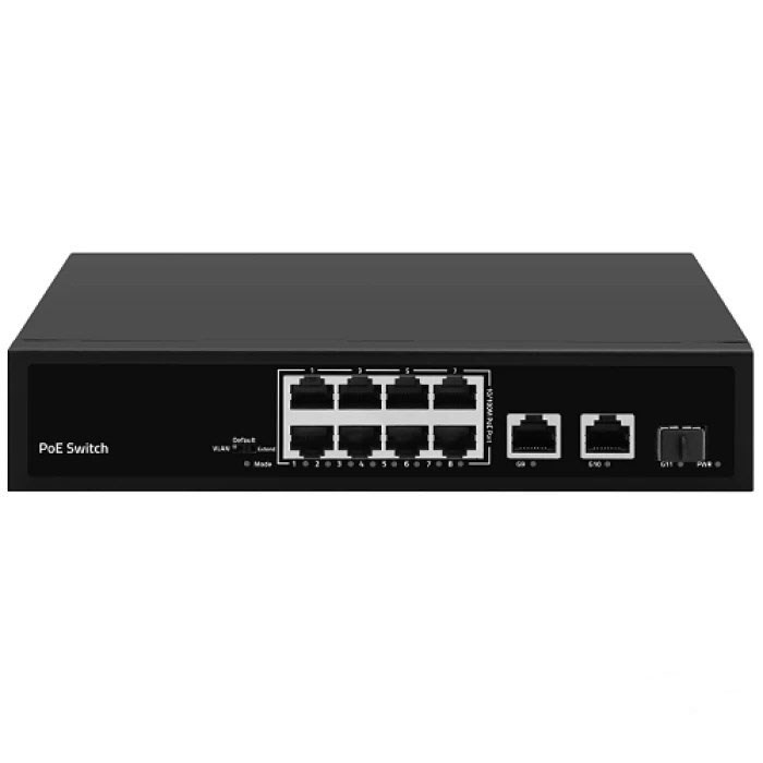 10-портовый РOЕ коммутатор (8 портов POE + 2 порта UpLink 1 Гбит/с) - фото 15972