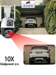 Сдвоенная 4G поворотная IP-камера 4Мп+4Мп, ночь 30м, звук, MicroSD - фото 14568